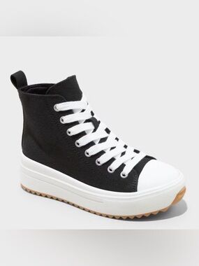 art class Black High-Top Platform Canvas Sneaker with White Laces